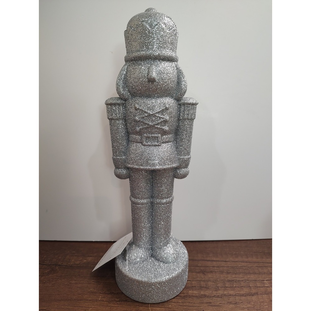 Silver Glittered Christmas Decorative Nutcracker Wondershop NWT A1